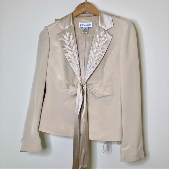 Bloomingdale's 100% Silk Champagne Beaded Silk Pantsuit - Picture 2 of 9